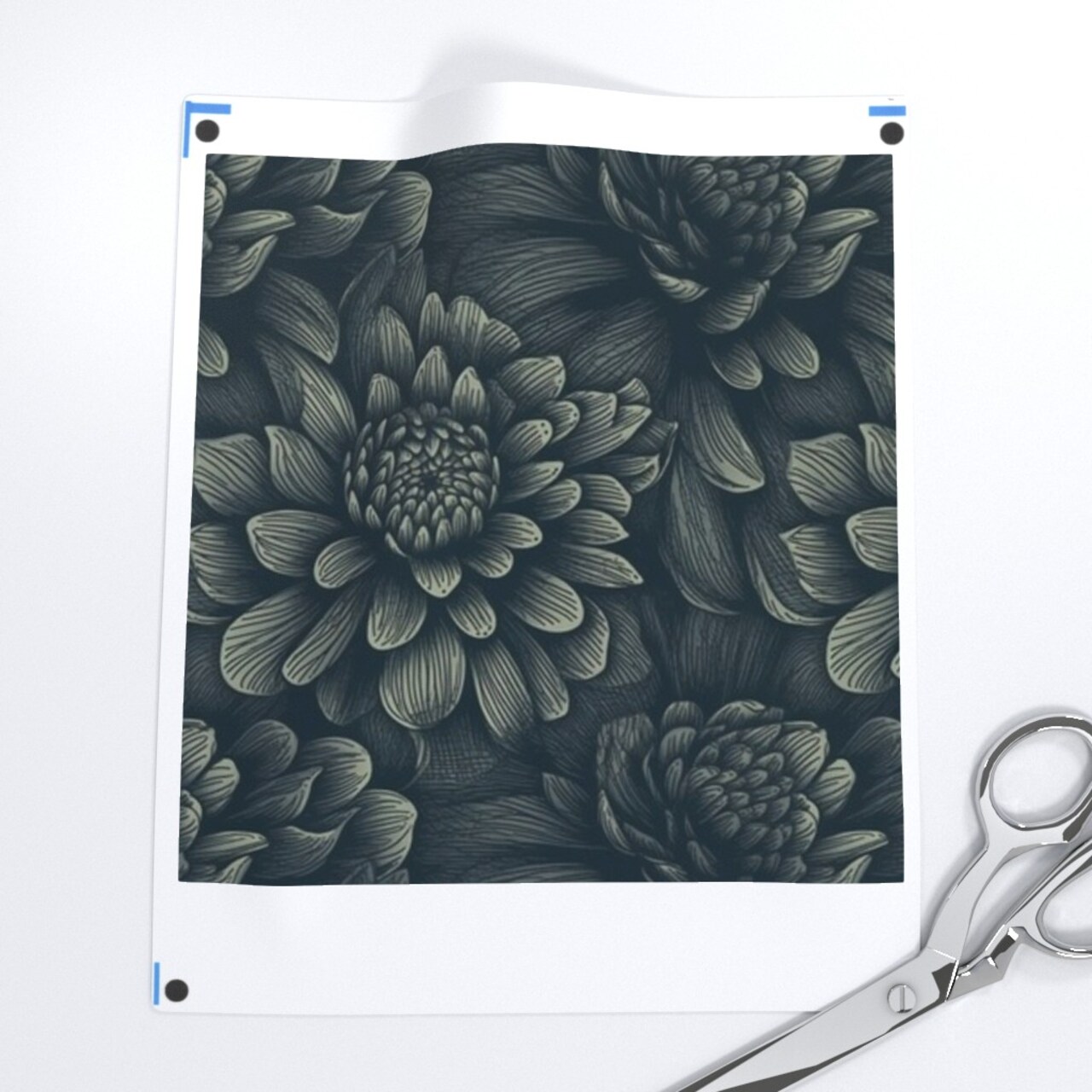 Moody Flowers Dark Botanical Romantic Modern Gothic Blue Floral Custom Printed Fabric by Spoonflower Various Fabrics by the Yard or Fat Quarter